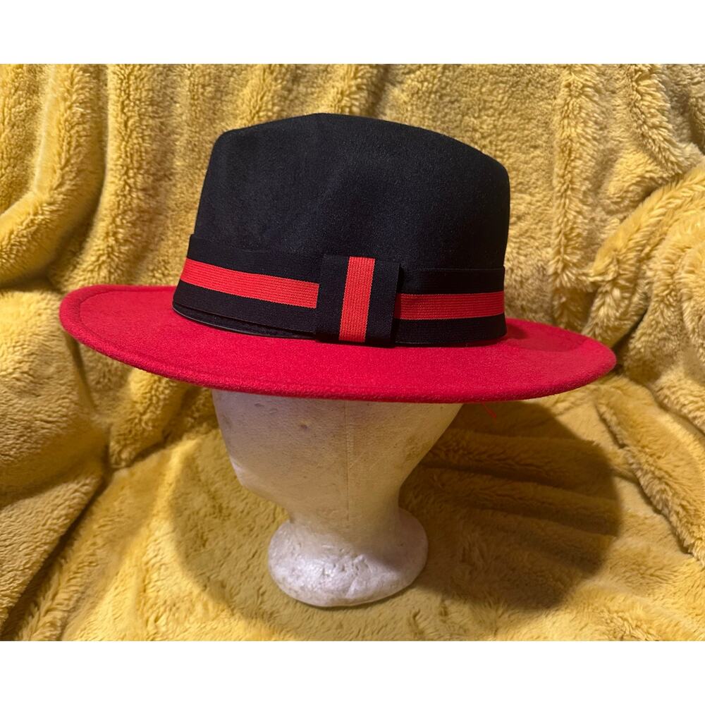 Fedora Wide Brim Panama Cowboy Hat Fedora Indiana Jones Style unisex red Black